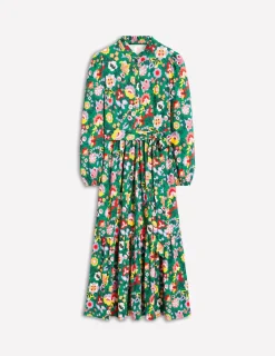 Dresses & Jumpsuits | Midi-Boden Willow Tiered Jersey Dress-Forest Grass, Flourishing Vine ForestGrass,FlourishingVine