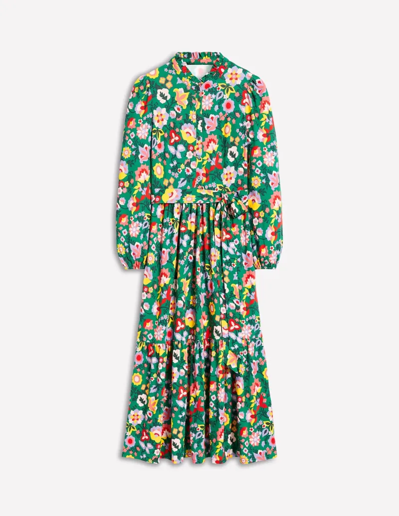Dresses & Jumpsuits | Midi-Boden Willow Tiered Jersey Dress-Forest Grass, Flourishing Vine ForestGrass,FlourishingVine