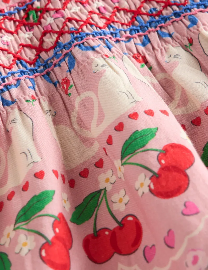 Dresses-Boden Woven Party Dress-Pink Valentines Bunnies PinkValentinesBunnies